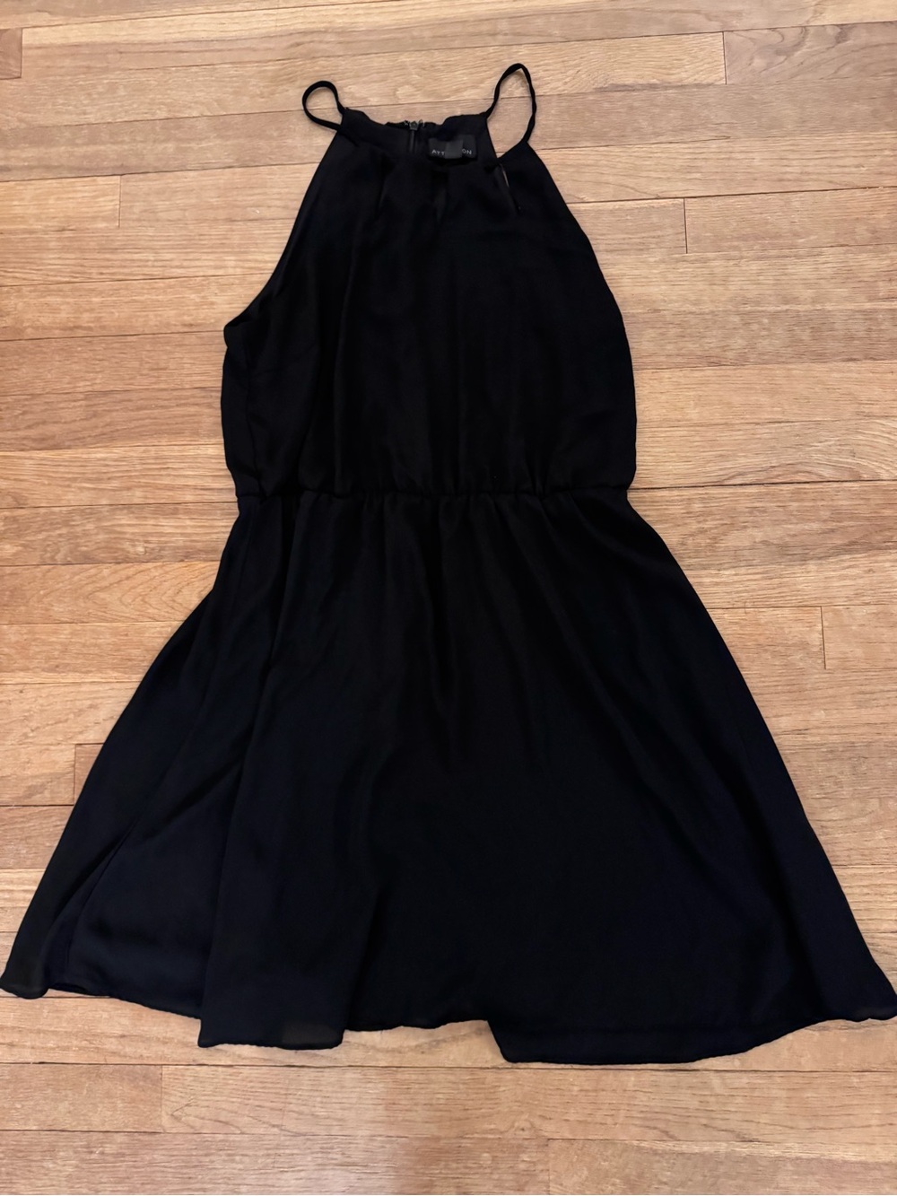 Attention Women's Black Knee Length Halter Dress - Size L
 b26